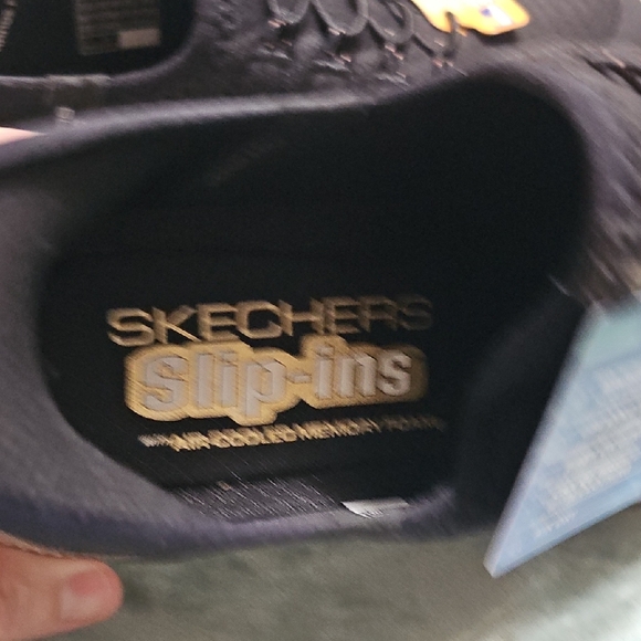 Skechers Black and White Slip-On Shoes - Picture 4 of 5